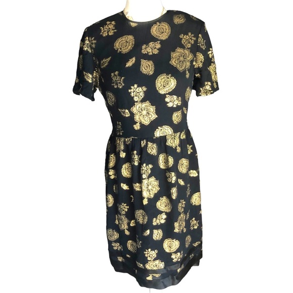 Novarese Dresses & Skirts - Michael Novarese Couture Black & Gold Floral Dress (RARE & Vintage)